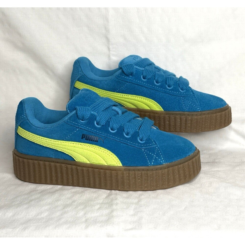 PUMA Fenty x Creeper Phatty Kids Sneakers Sz 1.5Y Blue Suede Casual Unisex Shoes - Picture 2 of 9